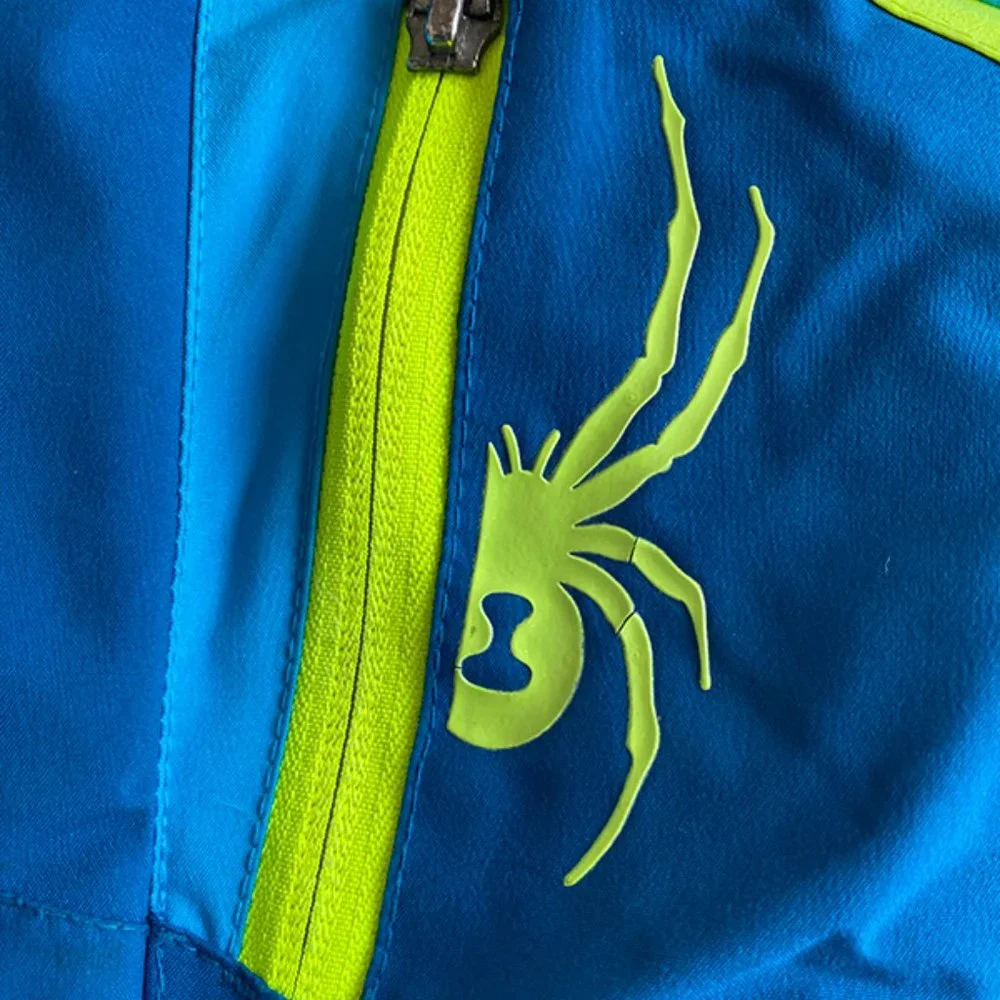 Kids Blue and Neon Green Hooded Winter Jacket